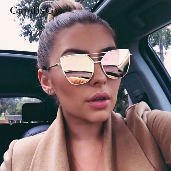 Flat Top Rose Gold Men Women Mirror Sunglasses Fashion Brand Designer Cool Sun Glasses wholesale Female 2017 New YB59