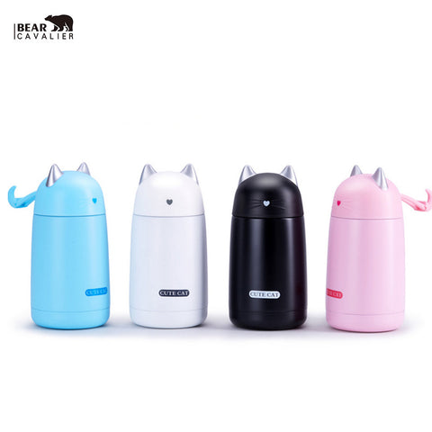 Thermos Cup Cartoon Cat Thermo Mug Drinkware Kids Water Bottle Stainless Steel Child Vacuum Flask cup Tumbler leak-proof Tumbler