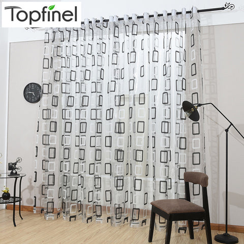 Top Finel Modern Plaid Tulle for Window Sheer Curtains Panel for Kitchen the Bedroom Living Room Curtain Fabric Window Treatment