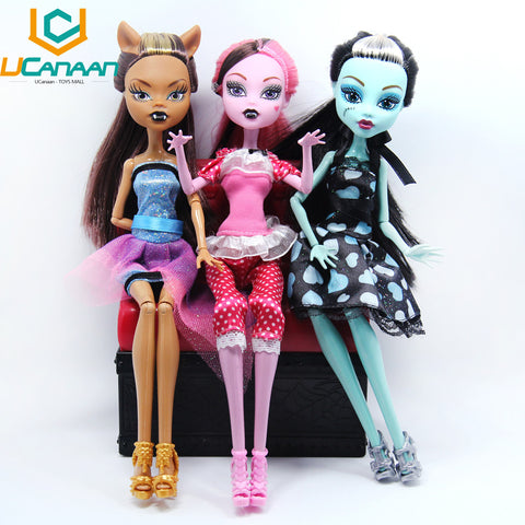 NO BOX UCanaan Dolls Draculaura/Clawdeen Wolf/ Frankie Stein Moveable Joint Body High Quality Girls Plastic Classic Toys Gifts