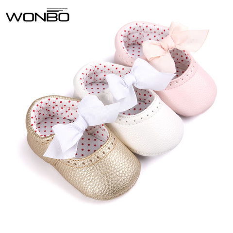 Soft Bottom Fashion Butterfly-knot Baby Moccasin Newborn Babies Shoes PU Leather Prewalkers Boots Non-slip Shoes for Baby Girls