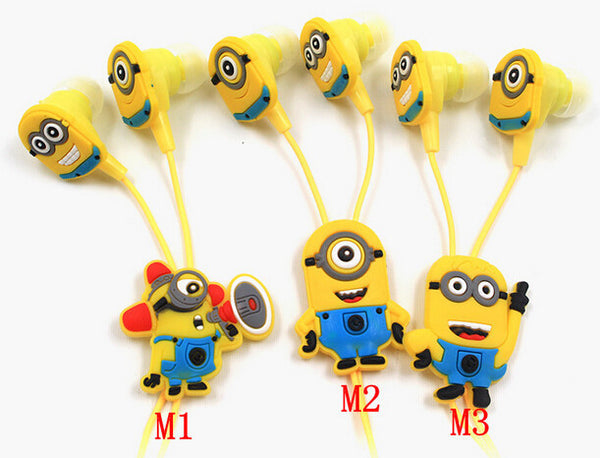 MOONBIFFY New fashion high quality lovely Despicable Cartoon Minions noise isolating sport earphone fone de ouvido