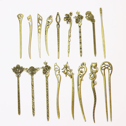 New Bronze Vintage Hair Sticks 17 Styles Headbands For Women Elegance Lady Hairpins Fashion Alloy Hair Clip Hair Accessories