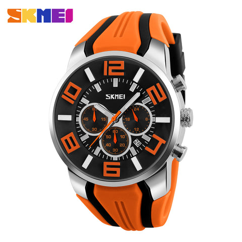 SKMEI New Six Pin Men Quartz Analog Sport Watch Fashion Casual Stop Watch Date Waterproof Men's Watches Relogio Masculino