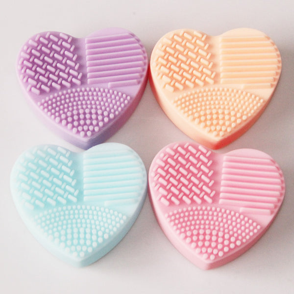 MOONBIFFY Heart Shape Clean Make up Brushes Wash Brush Silica Glove Scrubber Board Cosmetic Cleaning Tools for makeup brushes