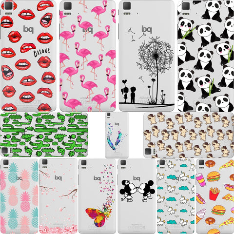 Mickey&Minnie kiss Lips pineapple unicorn Flamingo cactus panda Clear soft silicone case cover For bq Aquaris E4.5 E5 X5 M5 M5.5