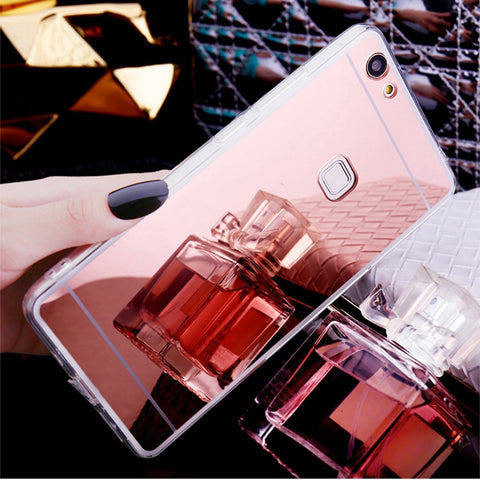 Luxury Mirror Soft Case For Huawei P9 lite Cases Fashion TPU Frame Cover For Huawei Ascend P8 P9 lite For Honor 8 Ultra Slim