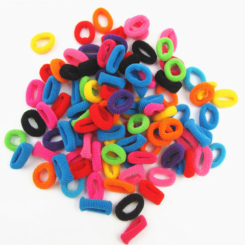 Wholesale 100/Pcs Colorful Rainbow Cute Hair Band Ponytail Holders For Girl Women High Elastic Rubber HairBands Hair Accessories