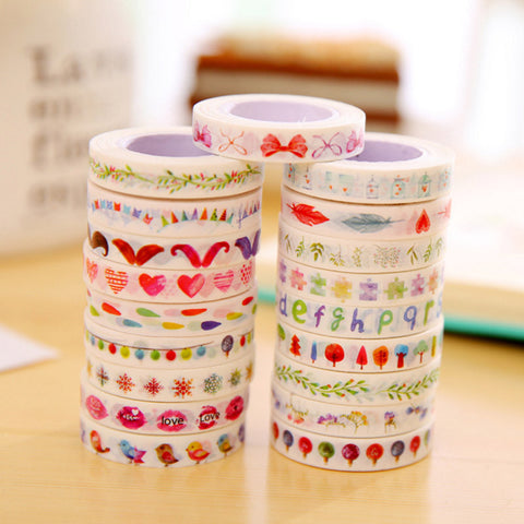 DIY Cute Kawaii Japanese Decorative Washi Tape Lovely Flower Bird Masking Tape For Home Decoration Diary Free Shipping 3429