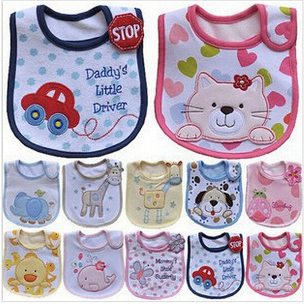 Baby Bibs Cute Cartoon Pattern Toddler Baby Waterproof Saliva Towel Cotton Fit 0-3 Years Old  Infant Burp Cloths Feeding Baby