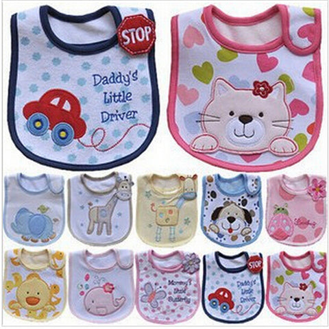 Baby Bibs Cute Cartoon Pattern Toddler Baby Waterproof Saliva Towel Cotton Fit 0-3 Years Old  Infant Burp Cloths Feeding Baby