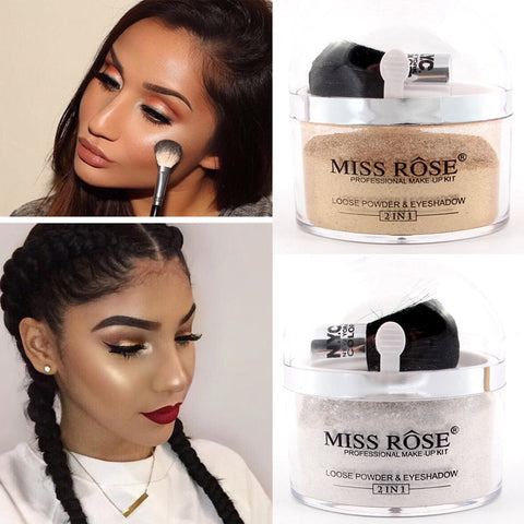Miss Rose Brand 2 in 1 highlighter Makeup Contour Palette Make Up Eye Loose Powder Glitter Gold Eyeshadow Makeup Palette