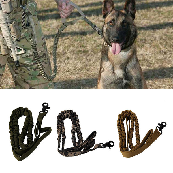 Dog Leash 1000D Nylon Tactical Military Police Dog Training Leash Elastic Pet Collars