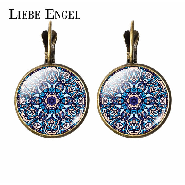 LIEBE ENGEL New 2017 Women Jewelry Rhinestone Mandala Earrings Henna Earring For Women OM Symbol Buddhism Zen Retro Jewelry