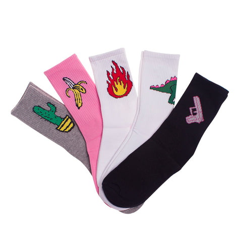 70% Cotton Patterned Design Flame Bomb Baseball Harajuku Cool Fashion Socks Hip Hop Socks for Men Women Unisex 36-44