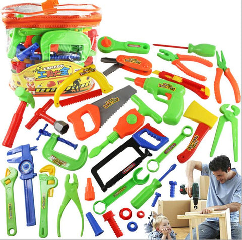32pcs Baby Educational Tool Toy Kit Children Play House Classic Plastic toy Kids Tools Hammer Toolbox Simulation Tool Kit Toys