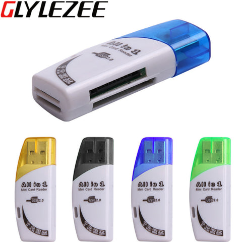 Glylezee 4 in 1 USB Card Reader Multi-Functional SD TF MS M2 USB Readers with Moon Shape for Computers