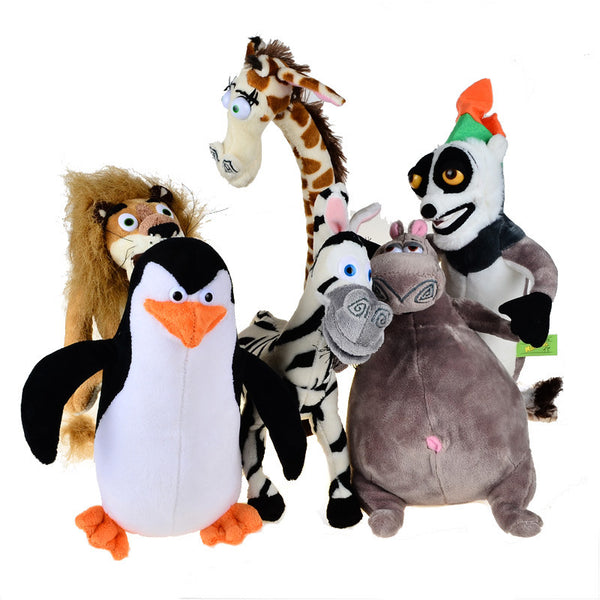 BOHS Madagascar Plush Penguin Animals Toys,Lion Alex Zebra Marty Giraffe Melman Hippopotamus Gloria Pelucia Brinquedo Juguete