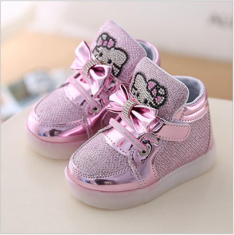 Girls shoes Fashion Sneakers 2016 Spring Brand Led Kids Girls Princess Shoes Sneakers Children Shoes With Light Size 21-30