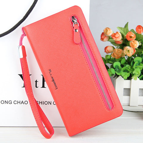 Luxury Brand Leather Phone Wallets Women Zipper Long Coin Purses Money Bag Credit Card Holder High Quality Clucth Wallets Female