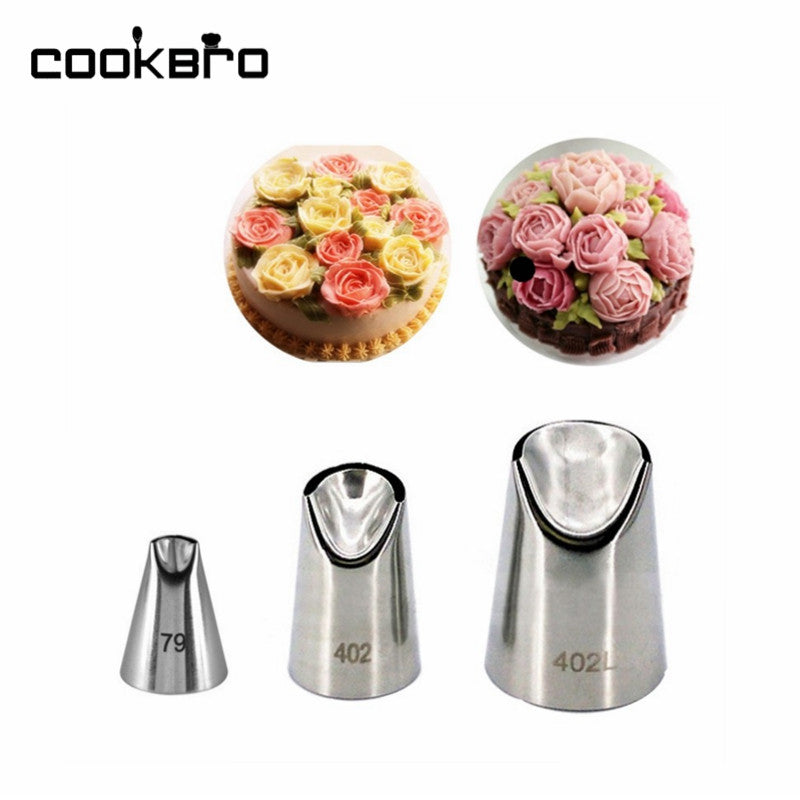 Stainless Steel Nozzles Pastry 3Pcs/set Cream Cakes Decorating Tips Set Baking Tools Kitchen Bakeware 3 Different Types