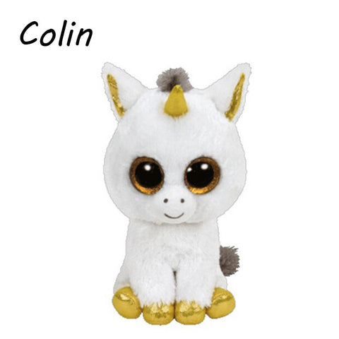 Ty Beanie Boos Original Big Eyes Plush Toy Doll Child Birthday White Unicorn Toys  Baby 15cm Toys for Children WJ159