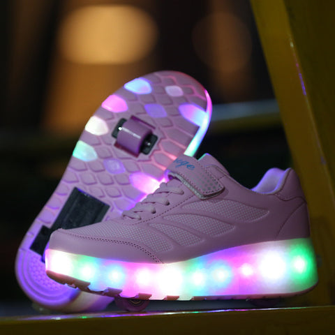 Children Shoes with Led Flashing Lights Kids Roller Skate Shoes with Wheels for Boys Girls Sneakers