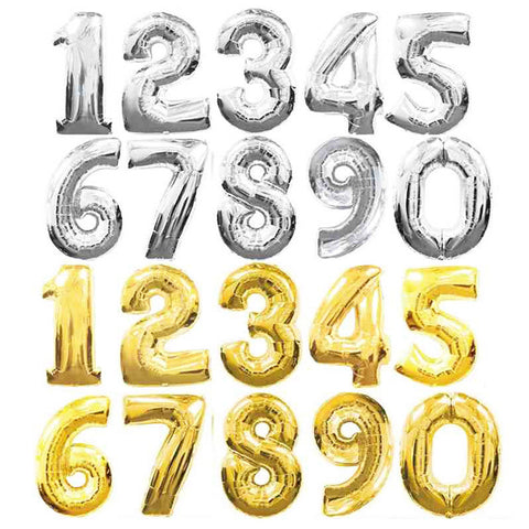 32 inches large Gold Silver Number Foil Balloons Digit air Ballons Birthday Party Wedding Decor Air Baloons Event Party Supplies