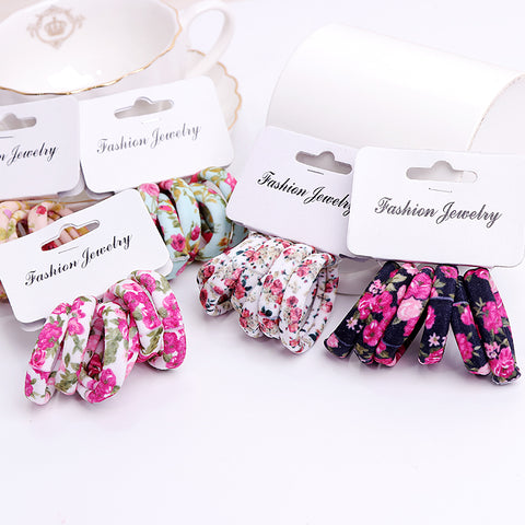 6PCS/Pack New Korean Cotton Print Hair Ropes Leopard High Elastic Headband Elegance Hair Bands For Women Girls Hair Accessories