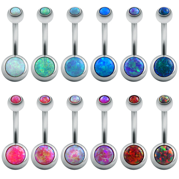 1 Pc Opal Stone Belly Button Rings Sexy Woman Belly Piercing Barbell Surgical Steel Navel Piercing Women Fashion Body Jewelry