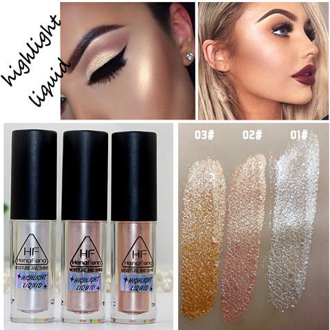 2016 New Brand Makeup Gold Highlighter Liquid Cosmetic Face Contour Brightener Glow Shimmer Liquid Highlighter Makeup Kit