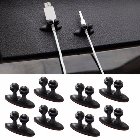 8pcs/Lot Car Wire Cable Holder Tie Clip Fixer Organizer Adhesive Car Charger Line Clasp Clamp USB Cable Car Clip Winder Acc