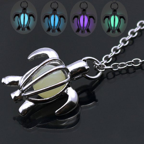 Hollow Turtle Shape Silver Color Choker Necklace Women Luminous Glowing in Dark Necklaces & Pendants Statement Necklace Gift