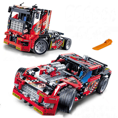 608pcs Race Truck Car 2 In 1 Transformable Model Building Block Sets Decool 3360 DIY Toys Compatible With Legoe Technic 42041