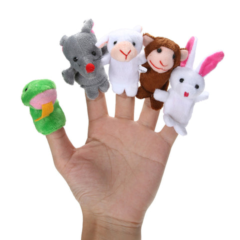 Chinese Zodiac 12pcs/lot Animals Cartoon Biological Finger Puppet Plush Toys Dolls Child Baby Favor Finger Doll