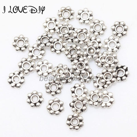 1000pcs Tibetan Silver Flower Spacer Beads Round Metal Daisy Wheel Spacers 4mm for Jewelry Making