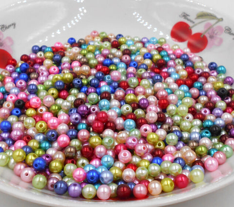 AZZ00364  6mm 500pcs Mixed ABS Acrylic imitate Pearl Spacer Ball Round Plastic Beads  Pearls Resin Scrapbook Beads Decorate Diy