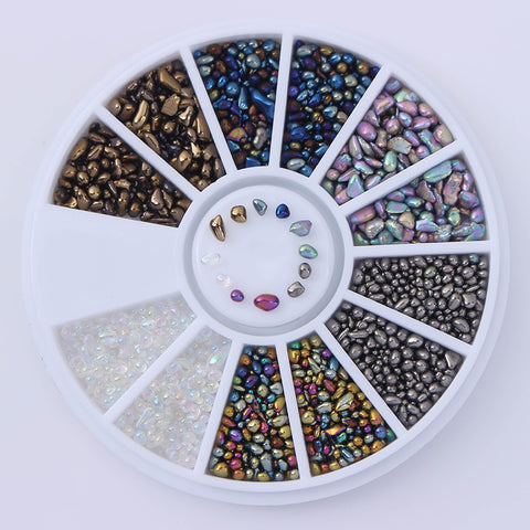 1 Box Mixed Color Chameleon Rhinestone Small Irregular Beads 3D Nail Art Decoration in Wheel Manicure DIY Nail Decoration
