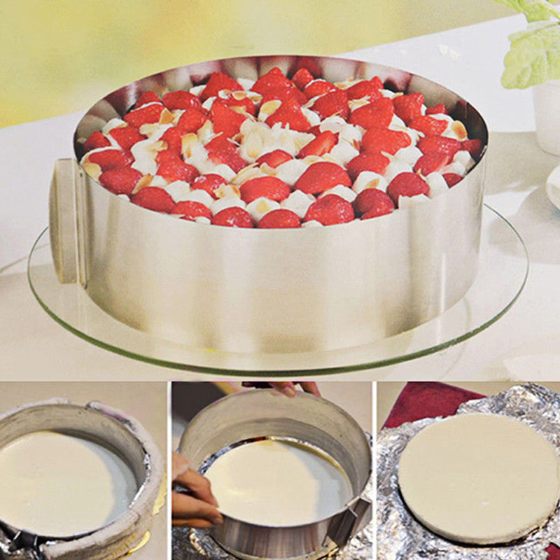 Hot Sale Retractable Stainless Steel Circle Mousse Ring Baking Tool Set Cake Mould Mold Size Adjustable Bakeware 16-30cm