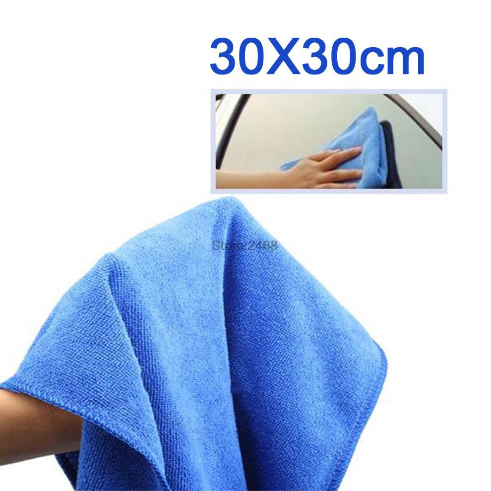 1Pcs Blue Soft Absorbent Wash Cloth Car Auto Care Microfiber Cleaning Towels 30cm*30cm