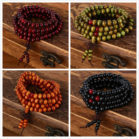 pulseras 108 beads 8mm Natural Sandalwood Buddhist Buddha Wood Prayer Bead Mala Unisex Men bracelets & bangles jewelry bijoux