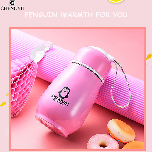 Thermoses Cup Solid pink blue penguin Double Wall Stainless Drinkware thermos tumbler mug Lady Travel termos Vacuum flask bottle