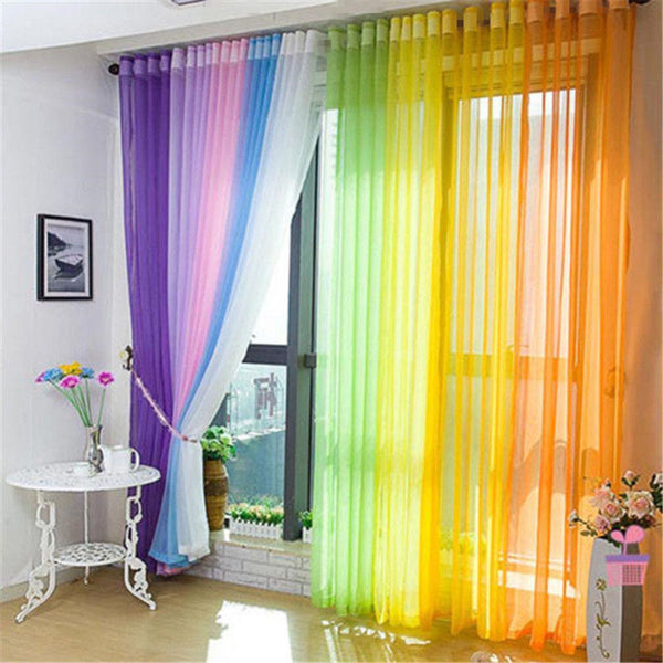 Voile Curtain Transparent Tulle Curtains Window Screening Treatments Living Room Children Bedroom Sheer Curtain Multi-color