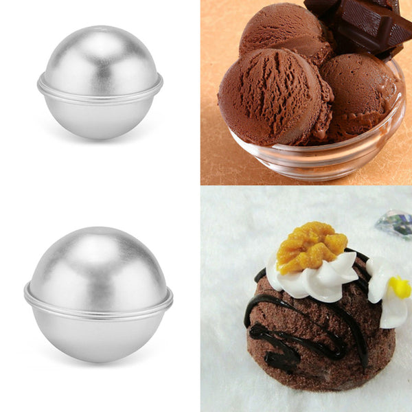 New 2pcs Bath Bomb 3D Aluminum Ball Sphere Cake Pan Sugarcraft Bakeware Decorating Baking Mold Pastry Mould 3 Sizes