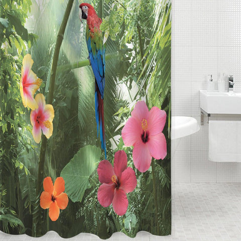2016 High Quality Parrot Shower Curtain 180 x 200cm Bath Curtain Bathroom Curtains Cortina Bathroom Products Beautiful Cover