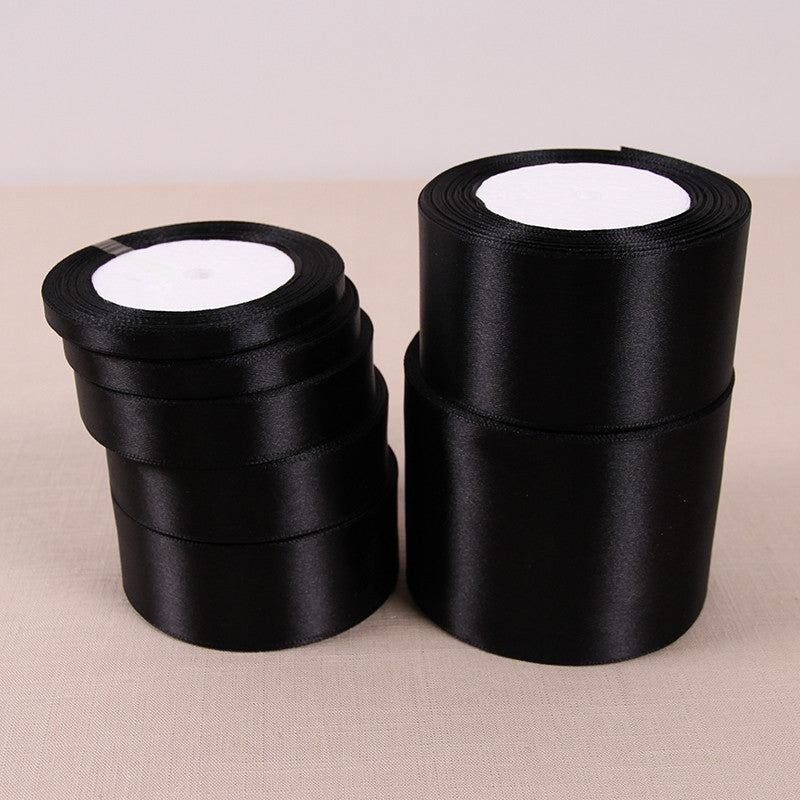 Wholesale 25 Yards Black Silk Satin Ribbon Wedding Party Decoration Gift Wrapping Christmas New Year Apparel Sewing Fabric