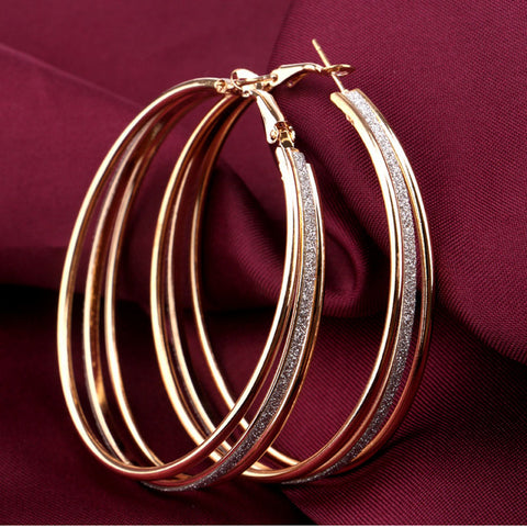 New Arrived Dull Polish Three Circles Hoop Earring Gold Sliver plated Drop Earings Earring For Women Jewelry Free Shipping