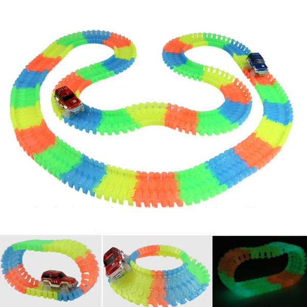 Magic Tracks Bend Flex Glow in the Dark Assembly Toy 162/165/220/240pcs Race Track + 1pc LED Car