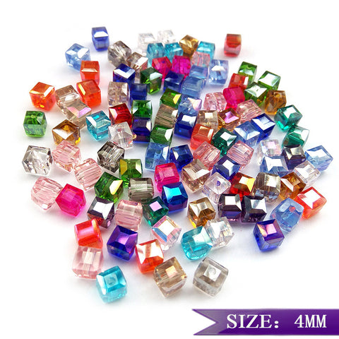 High quality 4mm 100pcs Square shape Upscale Austrian crystal beads loose bead quadrate glass ball supply bracelet Jewelry H482