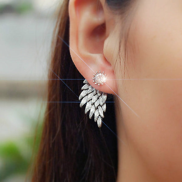 New Fashion Gold Silver Gothic Cool Angel Wings Rhinestone Alloy Stud Earrings Gifts Women's Ear Studs Party Jewelry Earrings